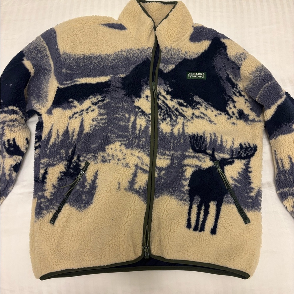 Parks Project Cream and Blue Fleece Jacket